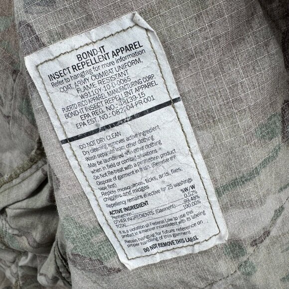 Army Combat Uniform Coat Mens L Jacket Brown Green Camo Flame Resistant FR - Picture 7 of 10